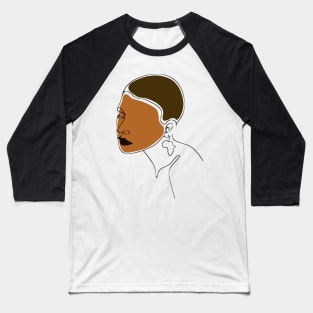 Black Woman Portrait Line Art Baseball T-Shirt